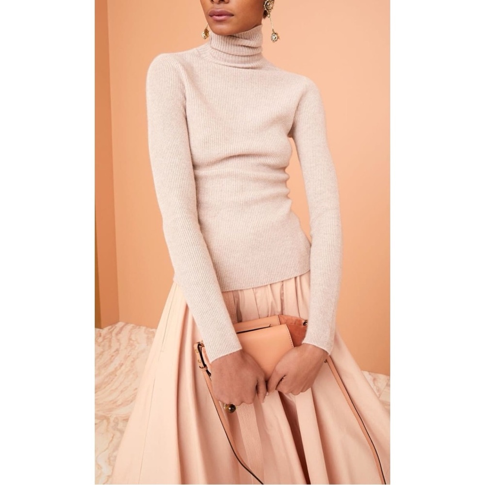 Ulla Johnson Cashmere Ribbed Mars Turtleneck Beige Sweater
